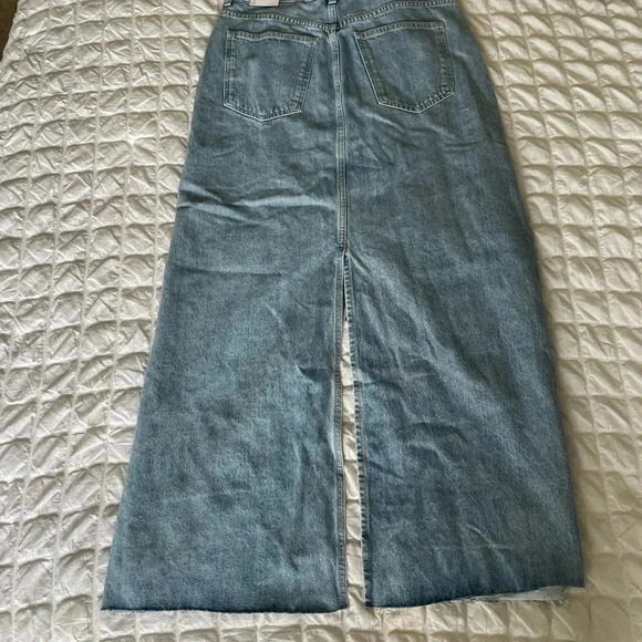 Mango denim open slits raw hem maxi skirt - Picture 6 of 8